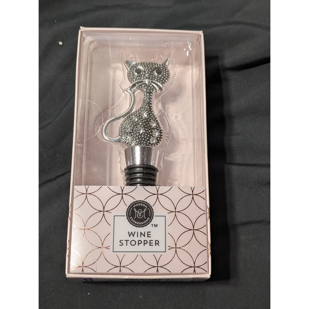 Modern Expressions Rhinestone Cat Wine Stopper - New in Box‎